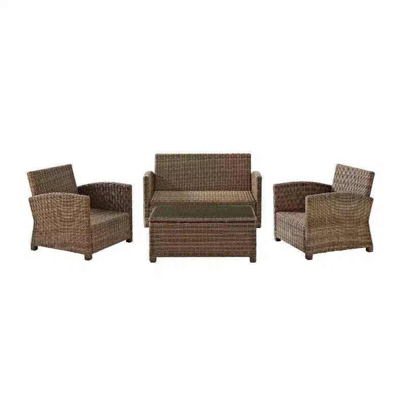Bradenton 4-teiliges Outdoor-Sitzmöbel-Set aus Korbgeflecht – Crosley
