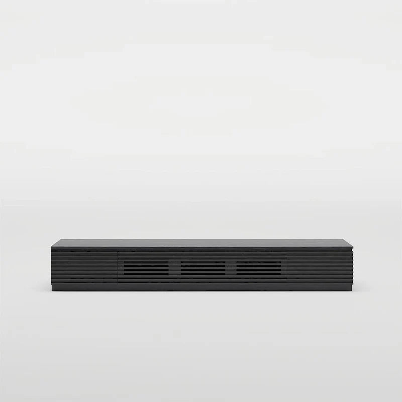Minimalistische tv-meubel met laden, mediaconsole van massief hout met kasten, neerklapbare deur, walnootfineer, volledig gemonteerd