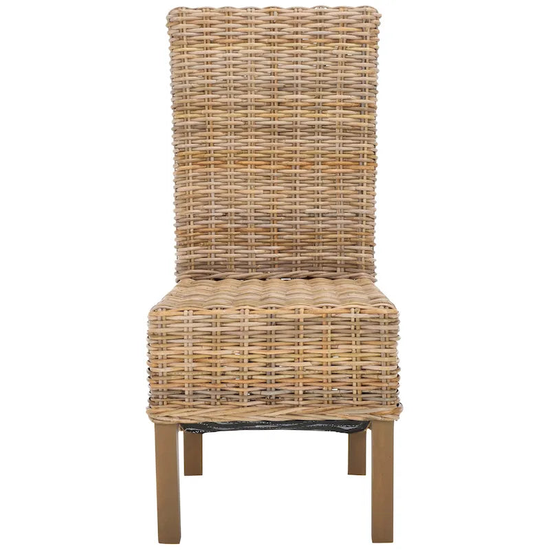 Set van 2 natuurlijke rieten eetkamerstoelen, 19B x 22D x 41H, boho-kuststijl