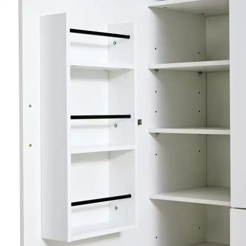Garde-manger de cuisine autoportant Whisen de 180 cm de hauteur, grande armoire de rangement pour salle à manger avec 6 portes et étagères réglables