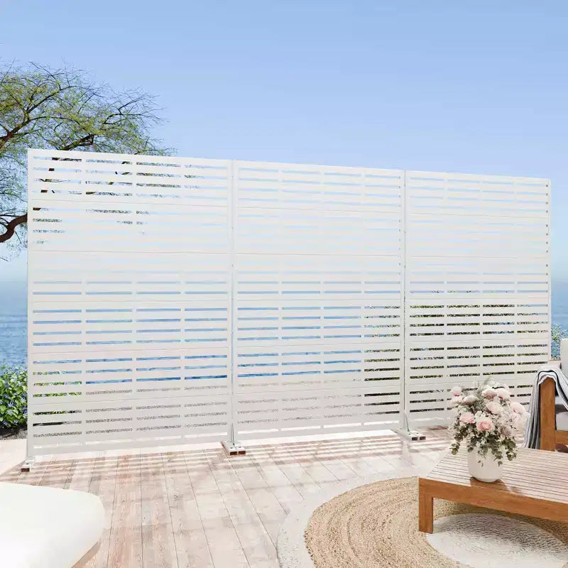 Panneau d’intimité extérieur blanc naturel MAYEERTY 72x47, ensemble de 6 pièces, séparateur pliant naturel pour cour et jardin