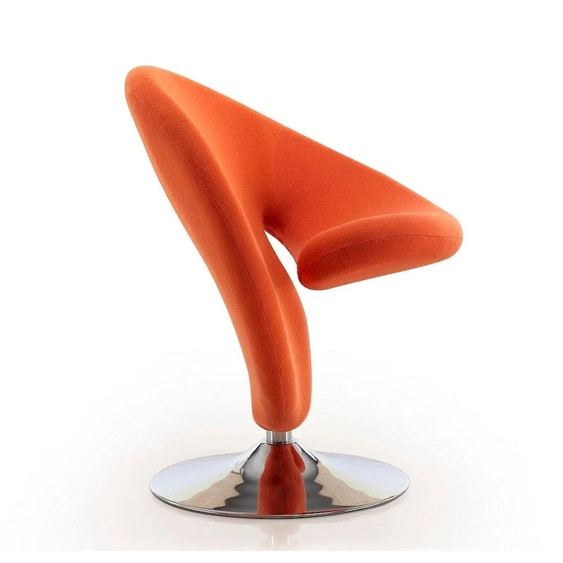 Manhattan Comfort Curl draaibare accentstoel van chroom en wolmix (set van 2)