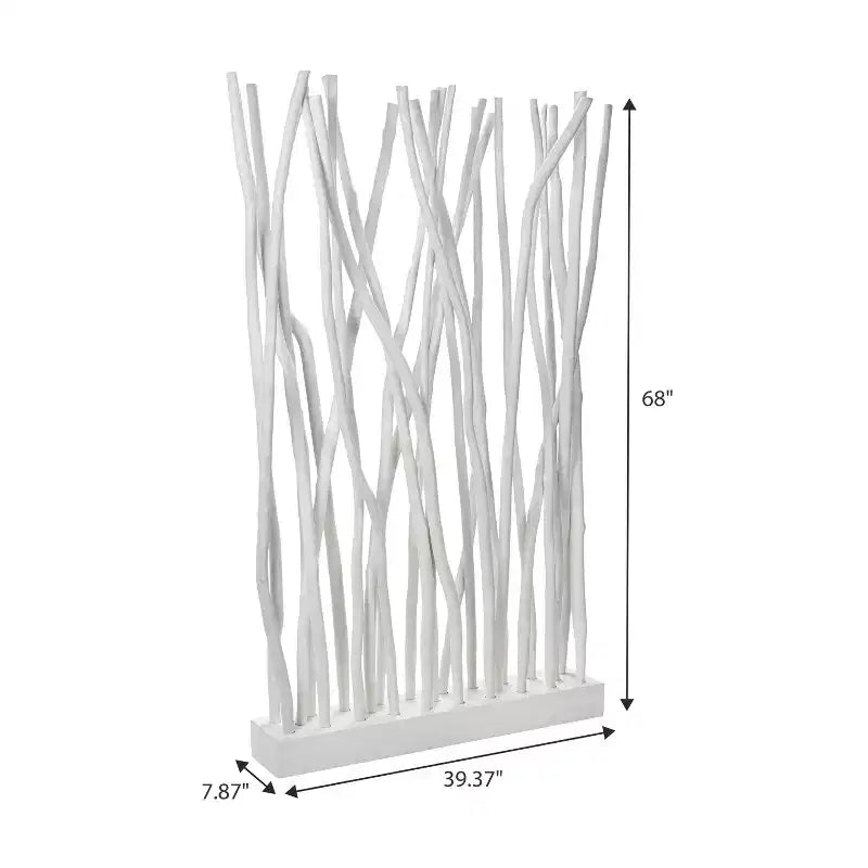 JONATHAN Y Tranquil, séparateur de pièce simple panneau en branches de teck fabriquées à la main, style bohème côtier, 39 l x 68 h