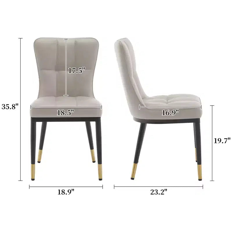 Ensemble de 6 chaises de salle à manger Bekrvio, siège moderne rembourré en similicuir avec dossier haut, pieds en métal, chaises de cuisine sans accoudoirs pour le salon et la salle à manger