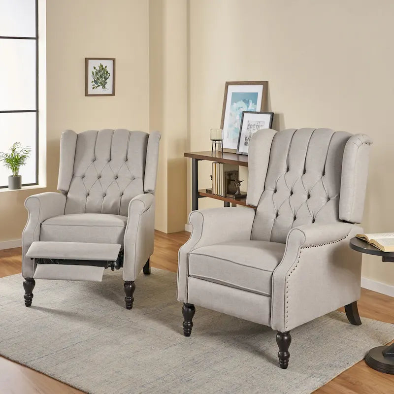 Fauteuils inclinables en tissu capitonné Walter (lot de 2) par Christopher Knight Home