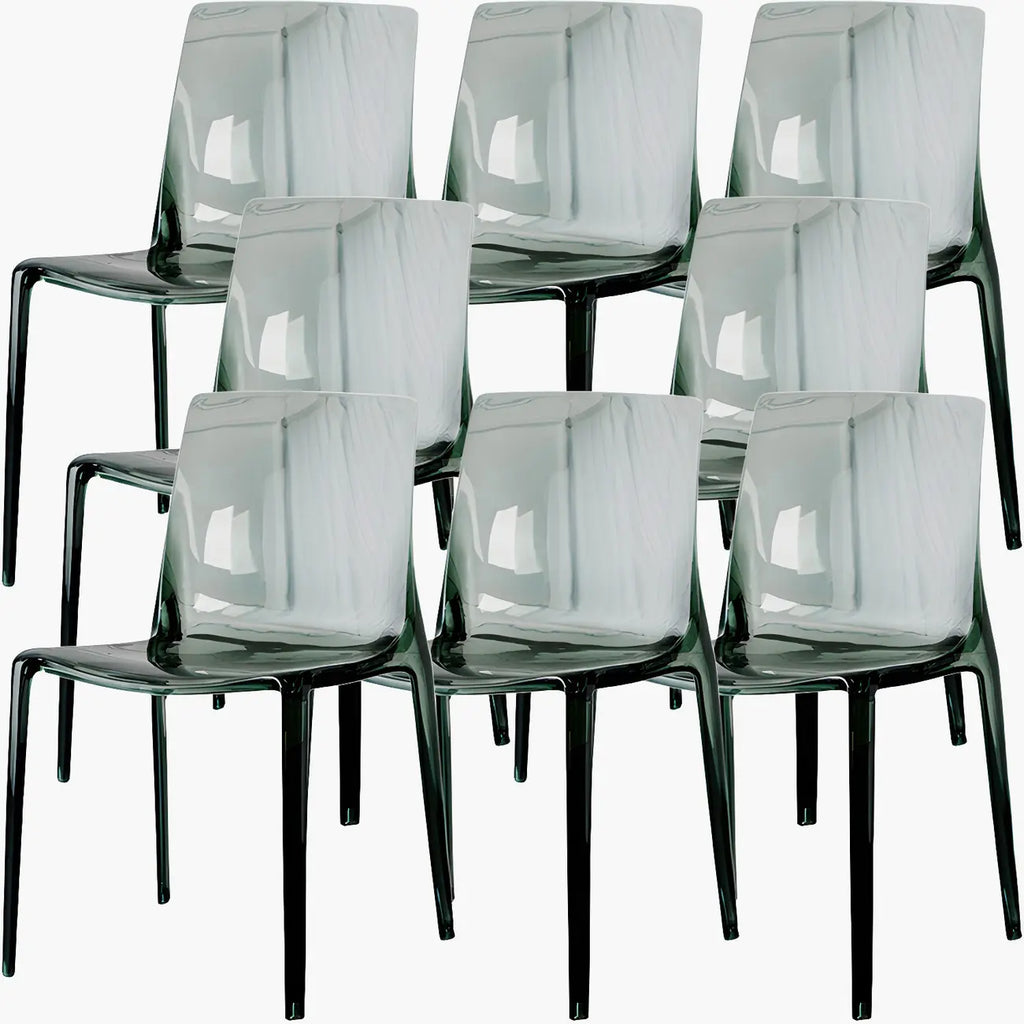 Chaise de salle à manger sans accoudoirs à dossier bas en acrylique ambré