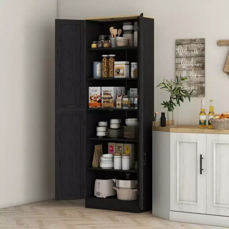 Garde-manger de cuisine autoportant HOMCOM 67 po, meuble de rangement à 4 portes avec étagères et portes réglables