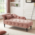 Chaise longue moderne de 60,6 po, revêtement en velours, boutons capitonnés, pieds en bois massif et clous décoratifs