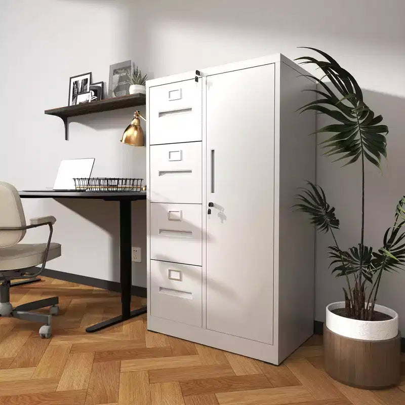 Classeur vertical de rangement en métal avec serrure, armoire à dossiers en acier à 4 tiroirs