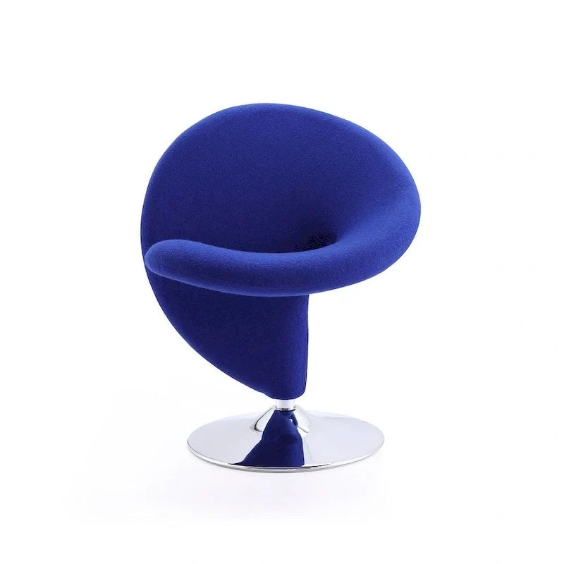 Manhattan Comfort Curl draaibare accentstoel van chroom en wolmix (set van 2)