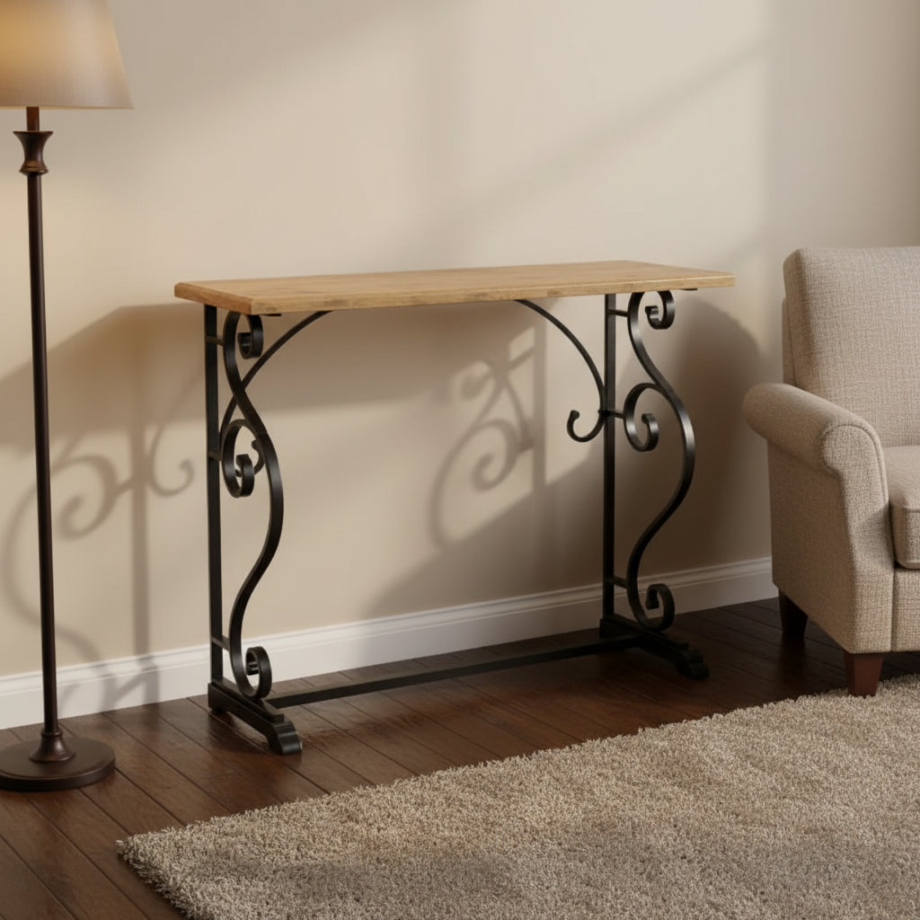 Kate and Laurel Wyldwood Rectangle Wood Console Table, 13x36x30, Black