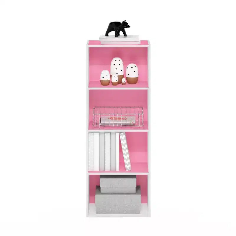 4-Tier Open Bookcase – 4-Cube Display Cabinet, Floor Standing Storage Shelves