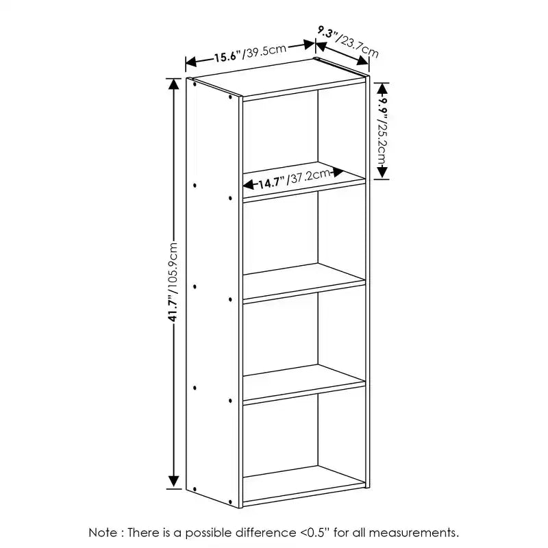 4-Tier Open Bookcase – 4-Cube Display Cabinet, Floor Standing Storage Shelves