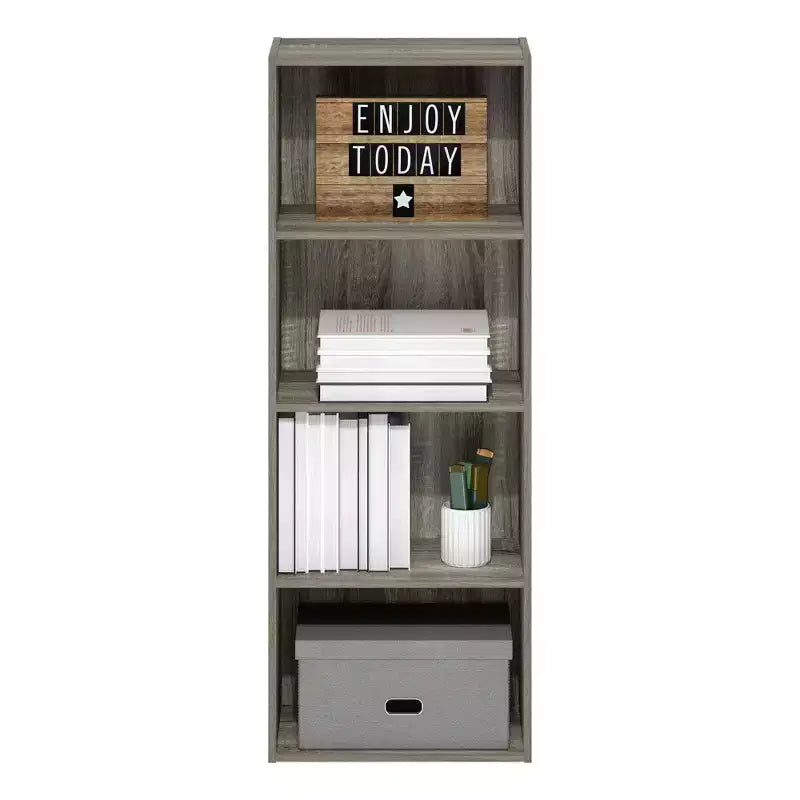 4-Tier Open Bookcase – 4-Cube Display Cabinet, Floor Standing Storage Shelves