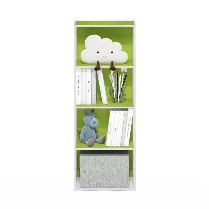 4-Tier Open Bookcase – 4-Cube Display Cabinet, Floor Standing Storage Shelves