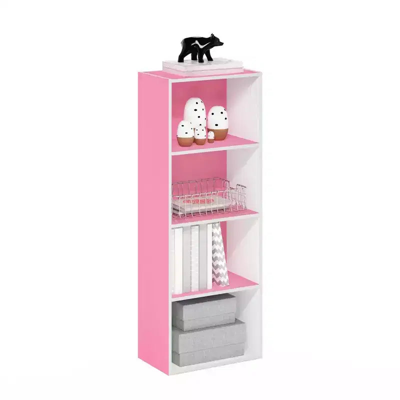 4-Tier Open Bookcase – 4-Cube Display Cabinet, Floor Standing Storage Shelves