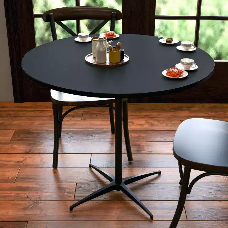 36" Round Wood Cocktail Table – Adjustable 30" or 42" Column Height