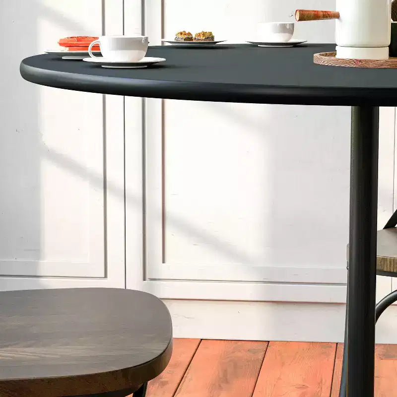 36" Round Wood Cocktail Table – Adjustable 30" or 42" Column Height