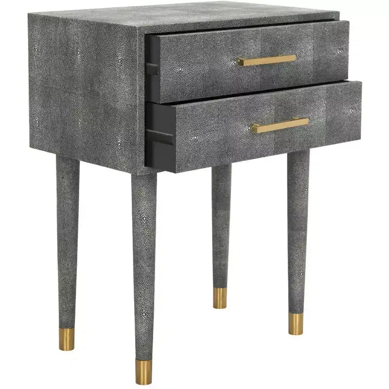 Faux Shagreen End Table – Black