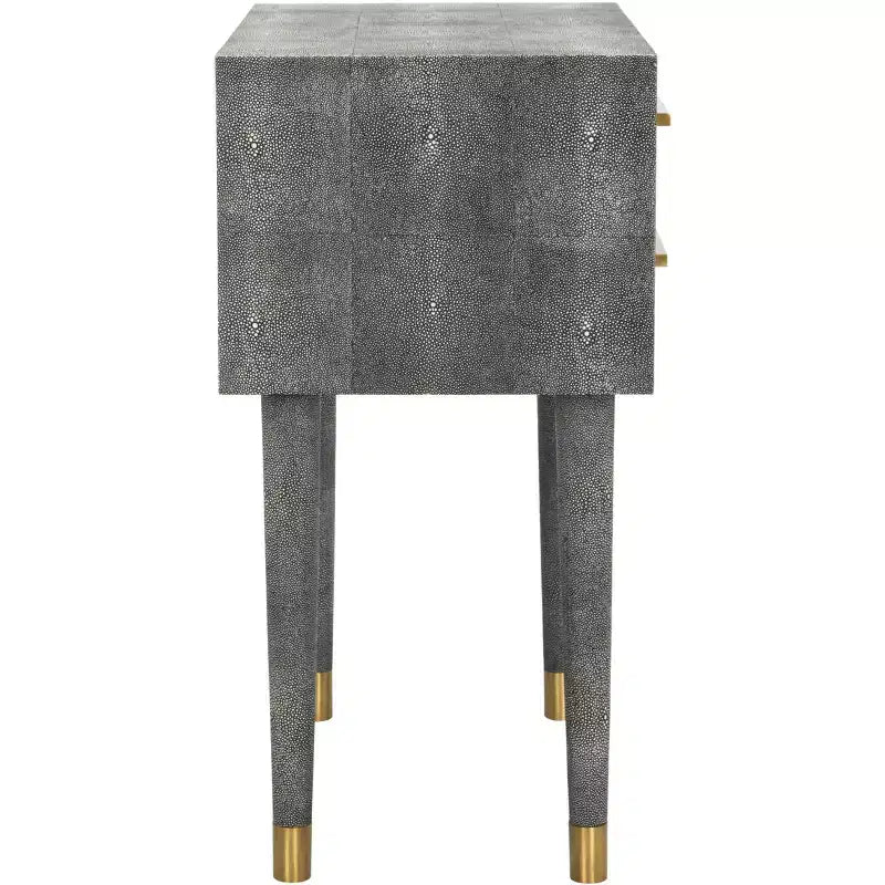 Faux Shagreen End Table – Black