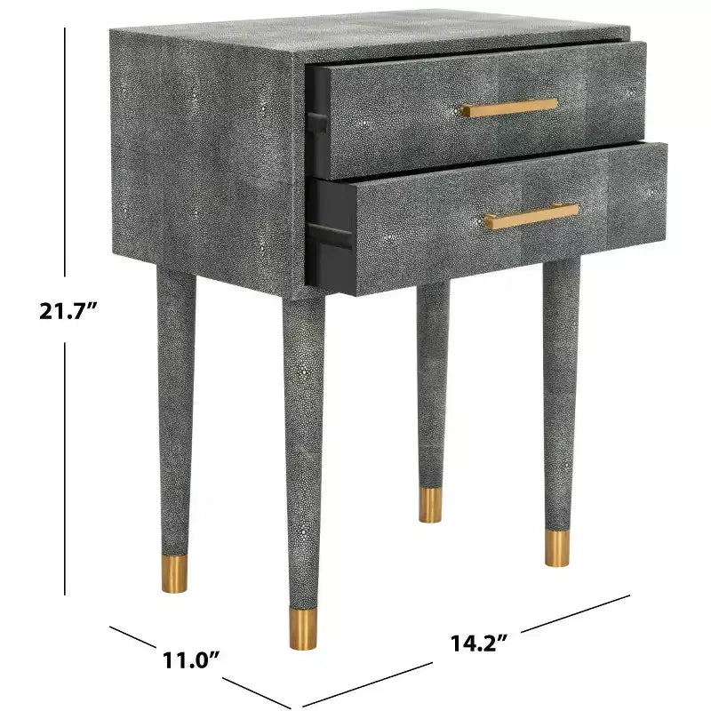 Faux Shagreen End Table – Black