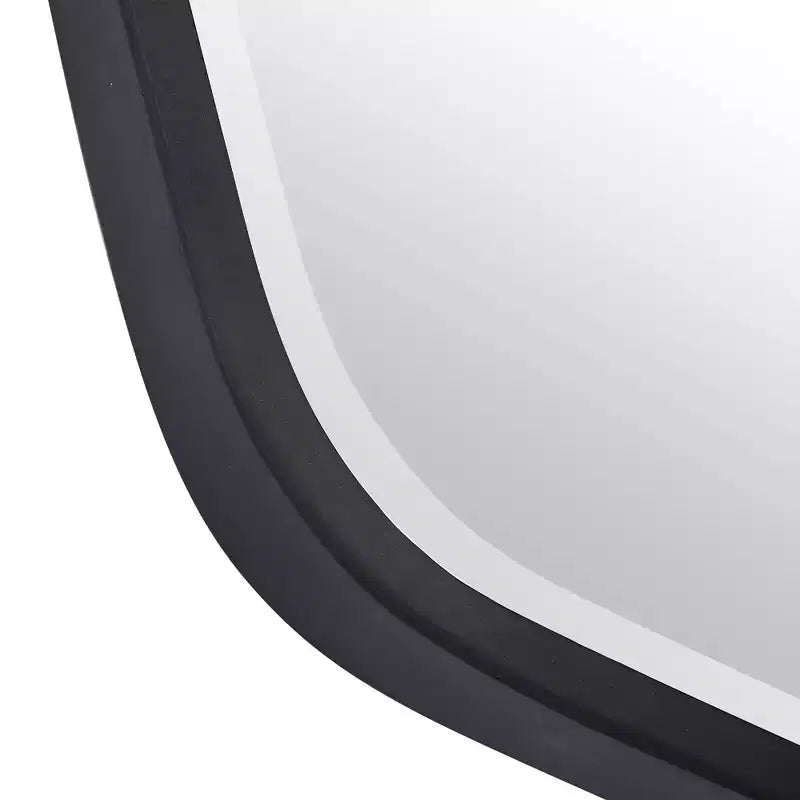 Vanity Accent Wall Mirror Modern Beveled Satin Black Iron Metal Frame 22 1/4 Wide for Bathroom Bedroom Living Room Home