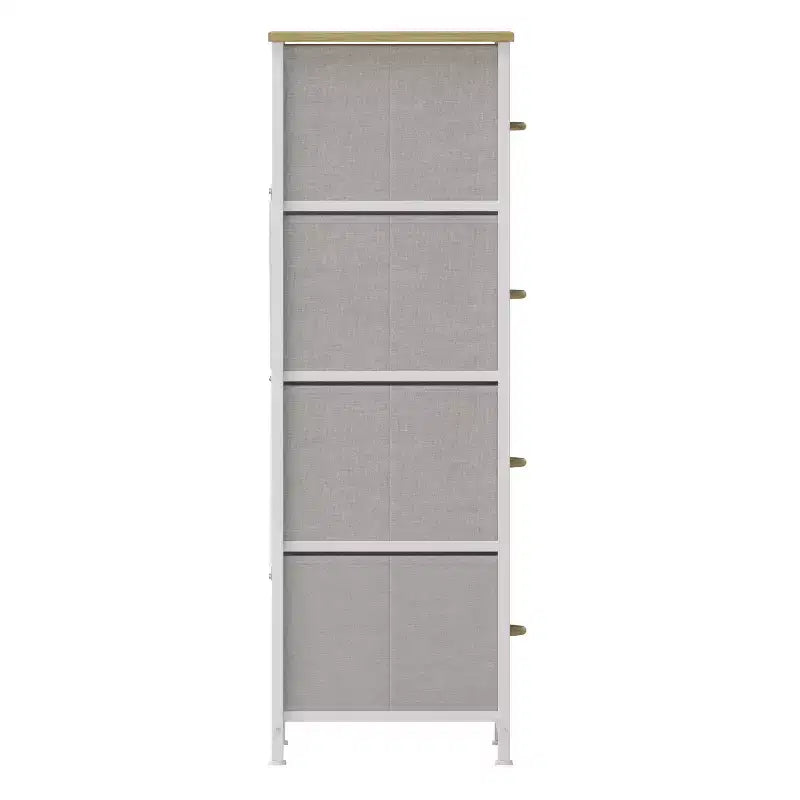 4 Drawer Storage Dresser with Cast Iron Frame, Wood Top and Easy Pull Fabric Drawers with Wooden Handles