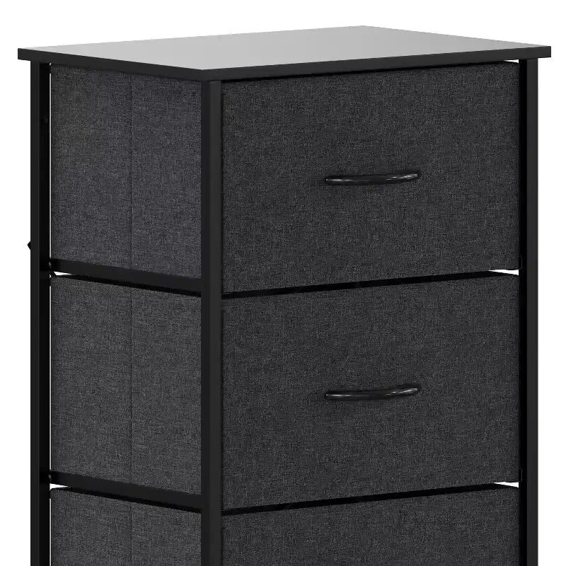 4 Drawer Storage Dresser with Cast Iron Frame, Wood Top and Easy Pull Fabric Drawers with Wooden Handles