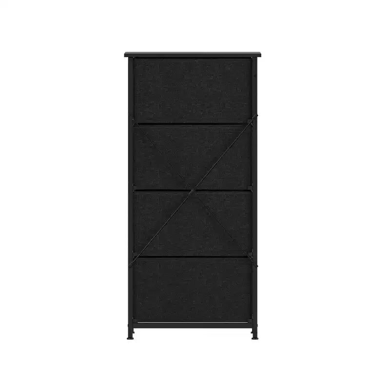 4 Drawer Storage Dresser with Cast Iron Frame, Wood Top and Easy Pull Fabric Drawers with Wooden Handles
