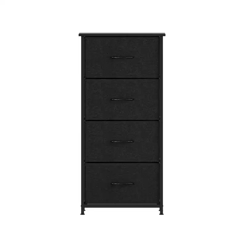 4 Drawer Storage Dresser with Cast Iron Frame, Wood Top and Easy Pull Fabric Drawers with Wooden Handles