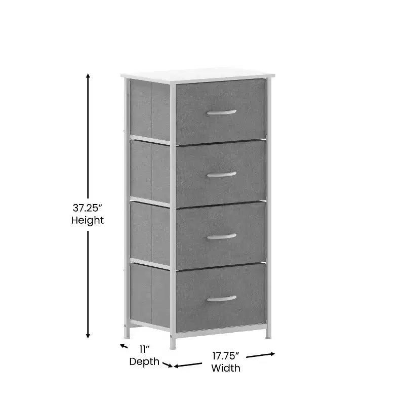4 Drawer Storage Dresser with Cast Iron Frame, Wood Top and Easy Pull Fabric Drawers with Wooden Handles