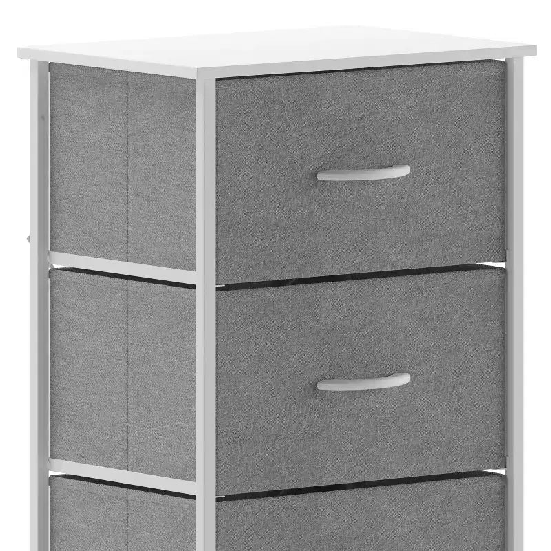 4 Drawer Storage Dresser with Cast Iron Frame, Wood Top and Easy Pull Fabric Drawers with Wooden Handles