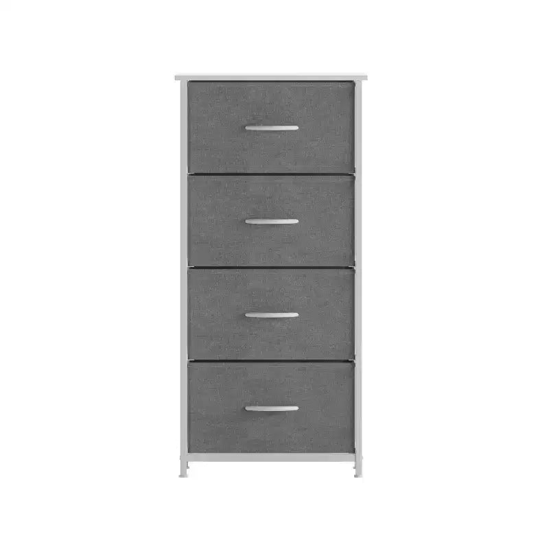 4 Drawer Storage Dresser with Cast Iron Frame, Wood Top and Easy Pull Fabric Drawers with Wooden Handles