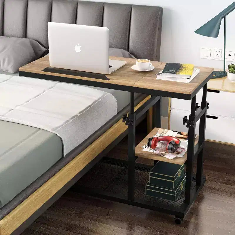 Height Adjustable End Table, C-Type Side Table with Wheels