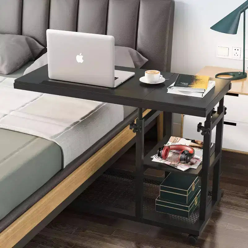 Height Adjustable End Table, C-Type Side Table with Wheels