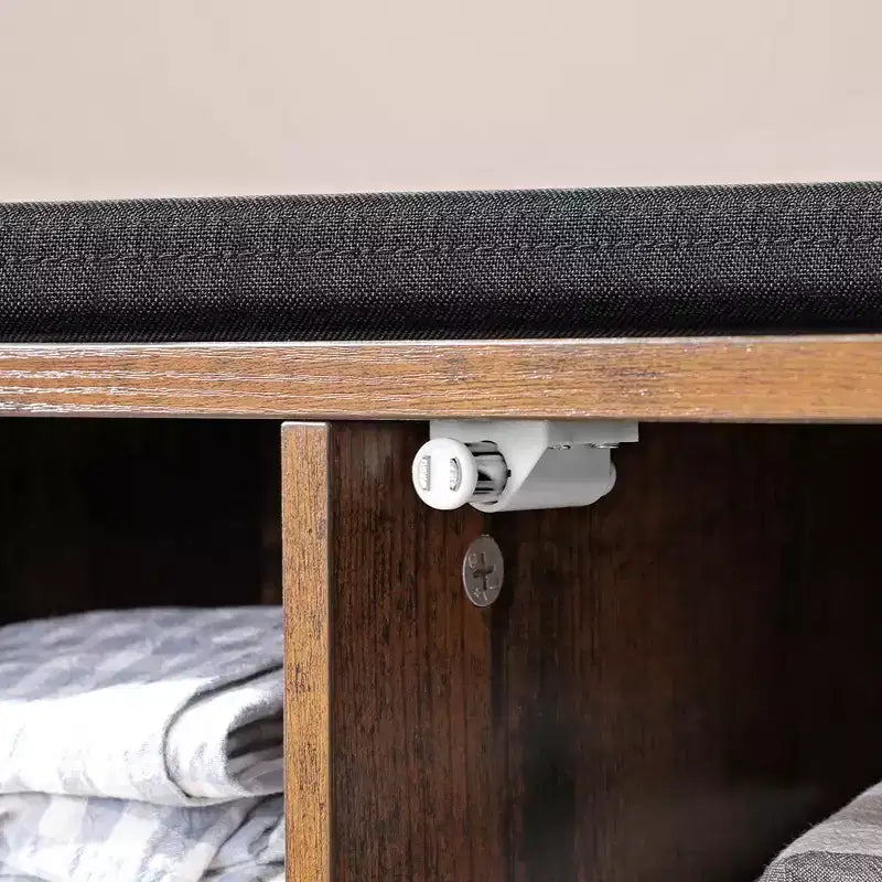 Storage Bench with Cupboard and 9 Open Compartments 11.8 x 43.3 x 18.9 Inches Rustic Brown