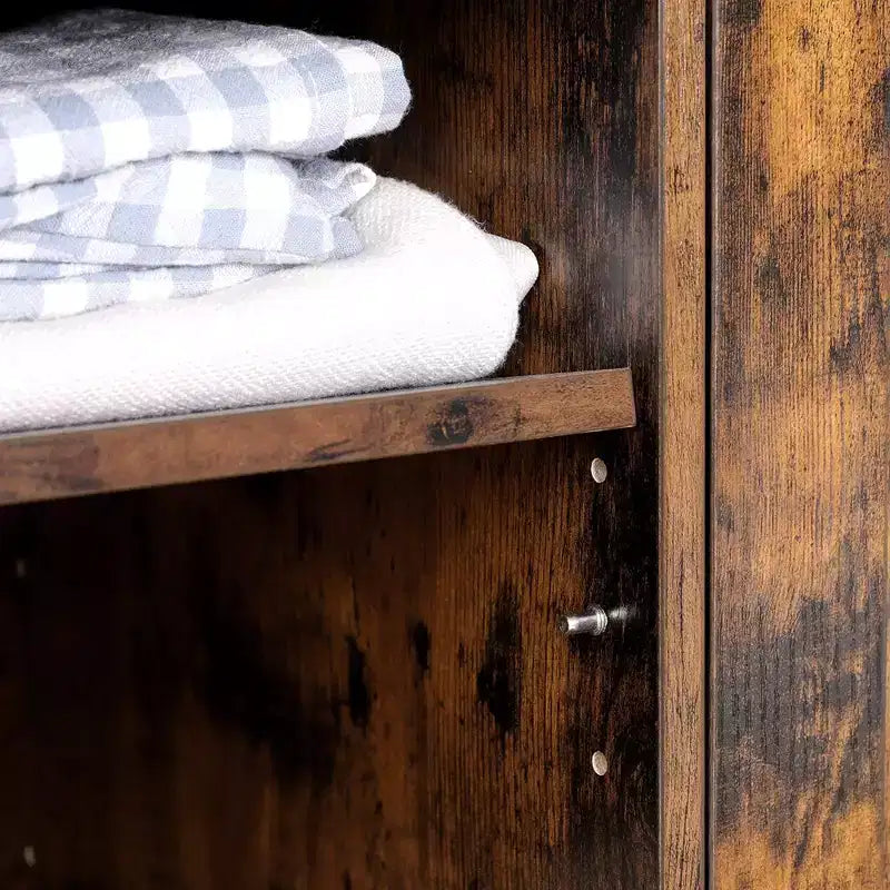 Storage Bench with Cupboard and 9 Open Compartments 11.8 x 43.3 x 18.9 Inches Rustic Brown
