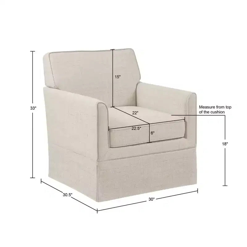 Slipcover Accent Armchair – Track Arm, Skirted Base, Removable Cushion