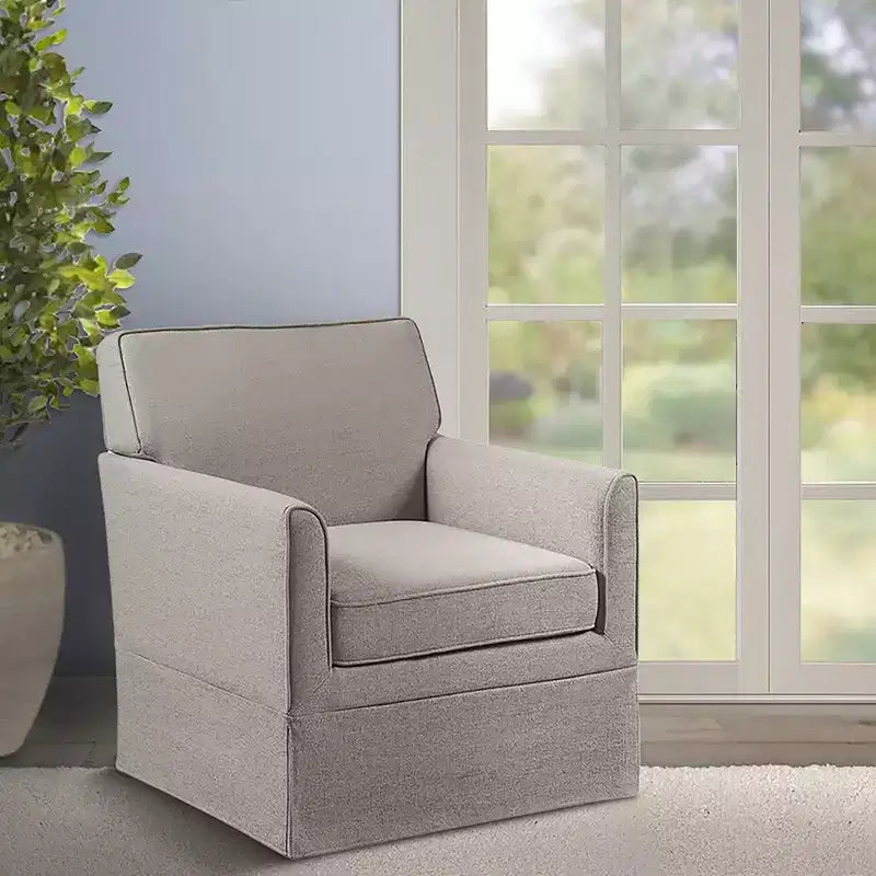 Slipcover Accent Armchair – Track Arm, Skirted Base, Removable Cushion