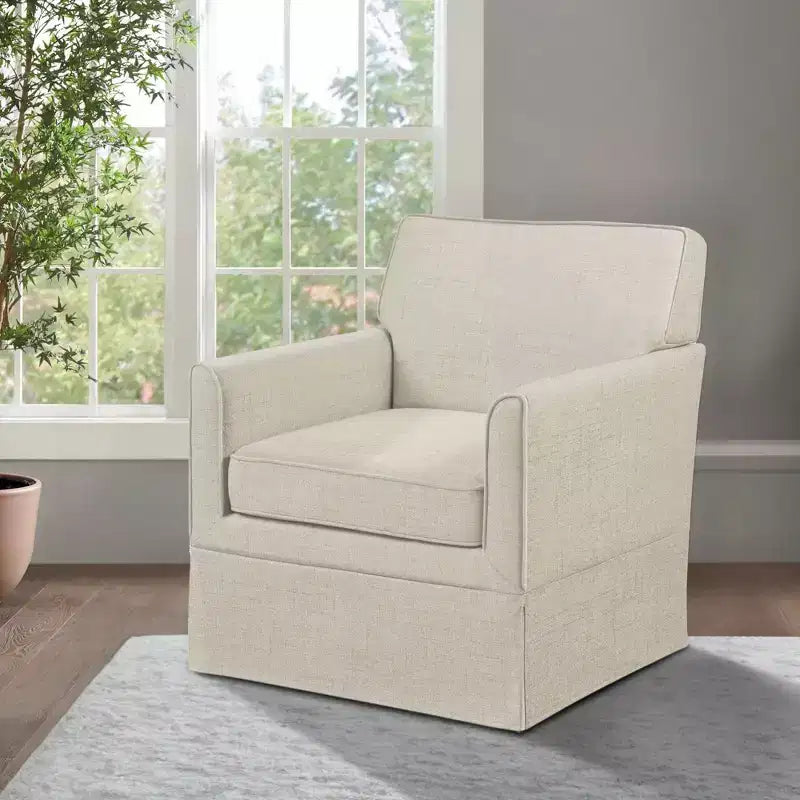 Slipcover Accent Armchair – Track Arm, Skirted Base, Removable Cushion