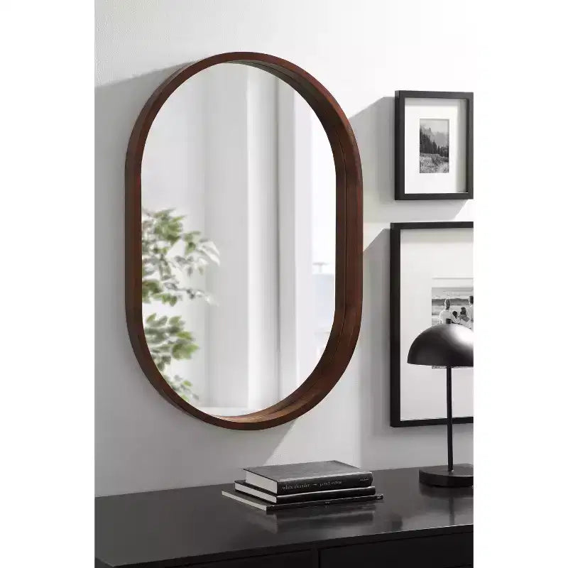 Wood Capsule Mirror, 24x36, Walnut Brown