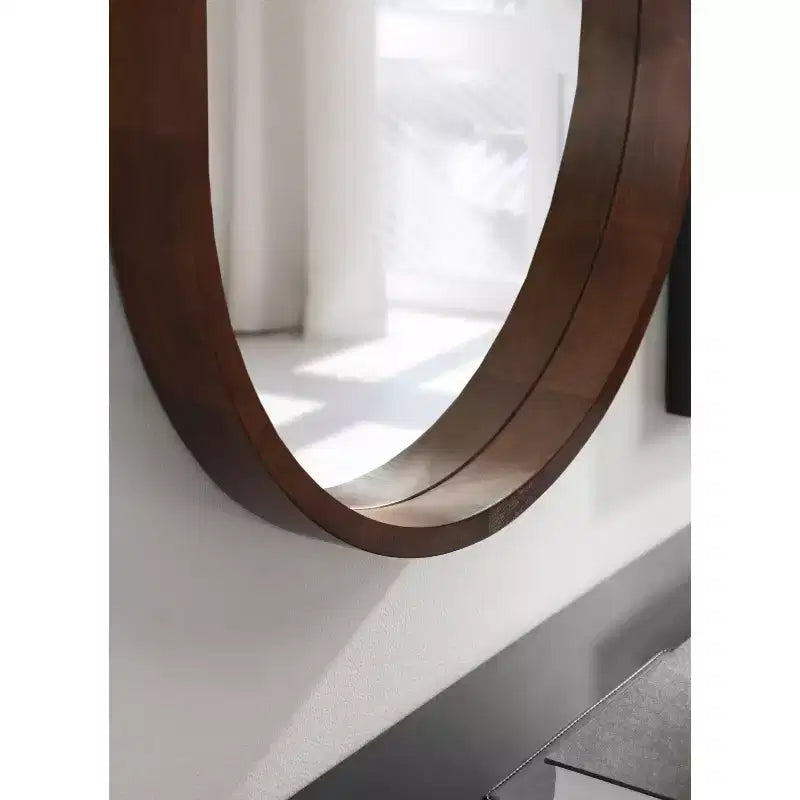 Wood Capsule Mirror, 24x36, Walnut Brown