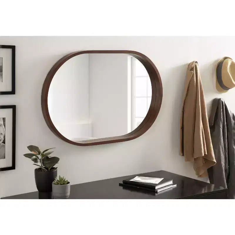 Wood Capsule Mirror, 24x36, Walnut Brown