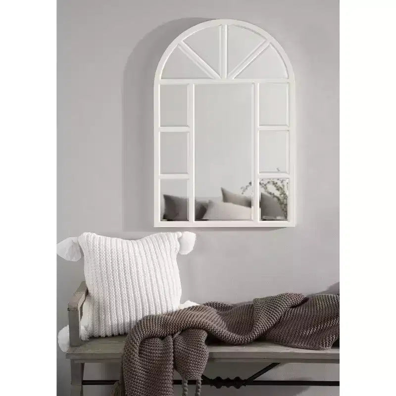 Windowpane Mirror – 24x36, White, Cathedral-Style