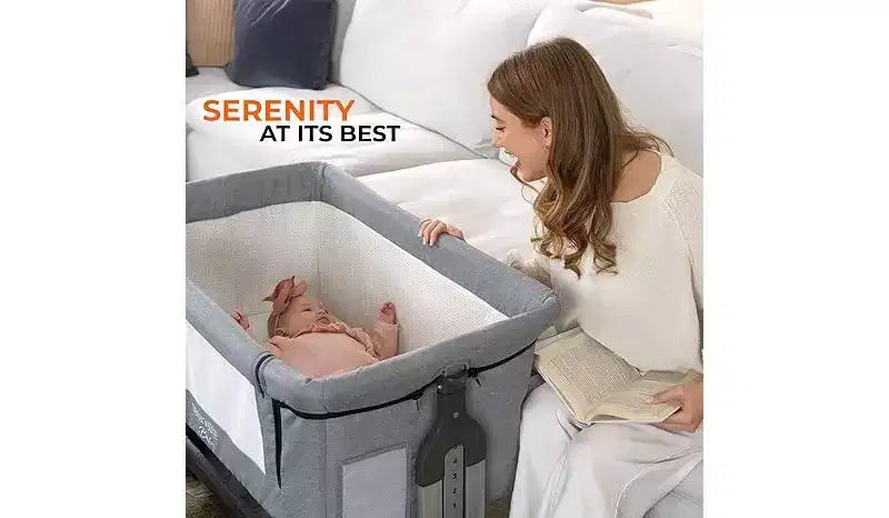 3-in-1 Portable Baby Crib - Adjustable Height, Removable Bassinet, and Swing Crib for Newborns & Toddlers