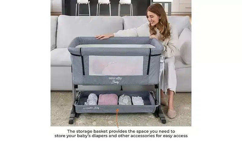 3-in-1 Portable Baby Crib - Adjustable Height, Removable Bassinet, and Swing Crib for Newborns & Toddlers