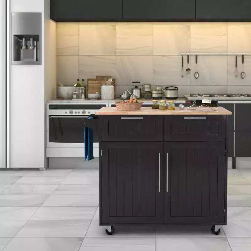 Rolling Kitchen Cart Island – Heavy Duty Storage Trolley with Drawers & Cabinet