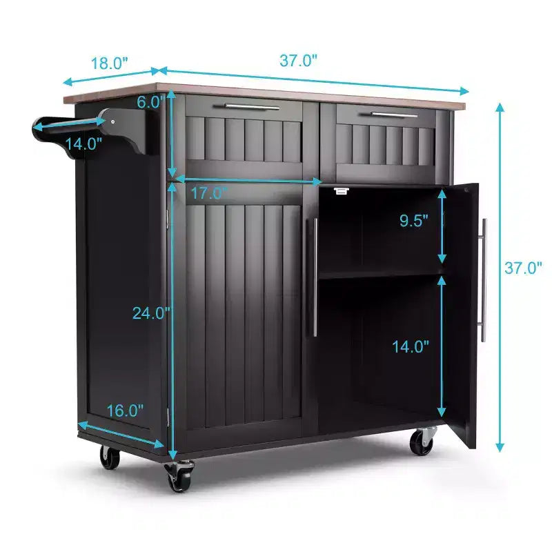Rolling Kitchen Cart Island – Heavy Duty Storage Trolley with Drawers & Cabinet