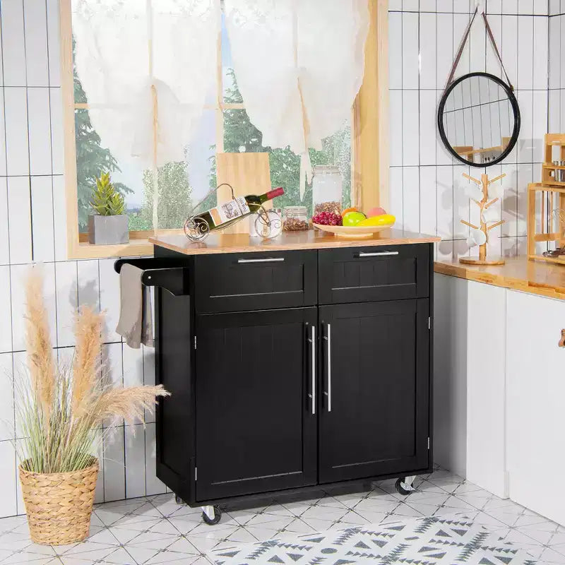 Rolling Kitchen Cart Island – Heavy Duty Storage Trolley with Drawers & Cabinet