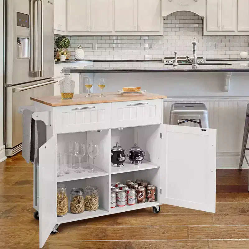 Rolling Kitchen Cart Island – Heavy Duty Storage Trolley with Drawers & Cabinet